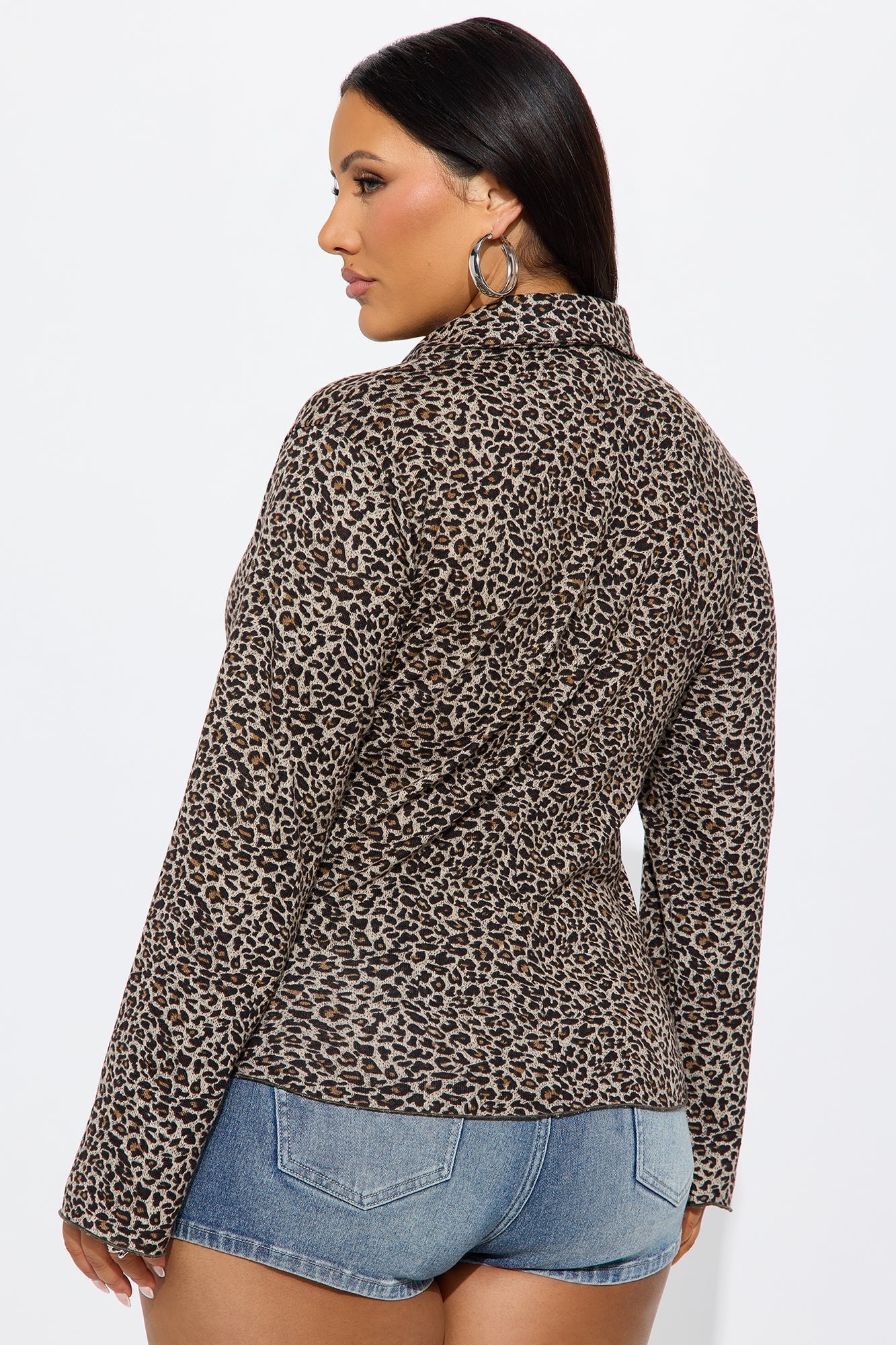 My Desire Leopard Button Up Long Sleeve Shirt - Leopard