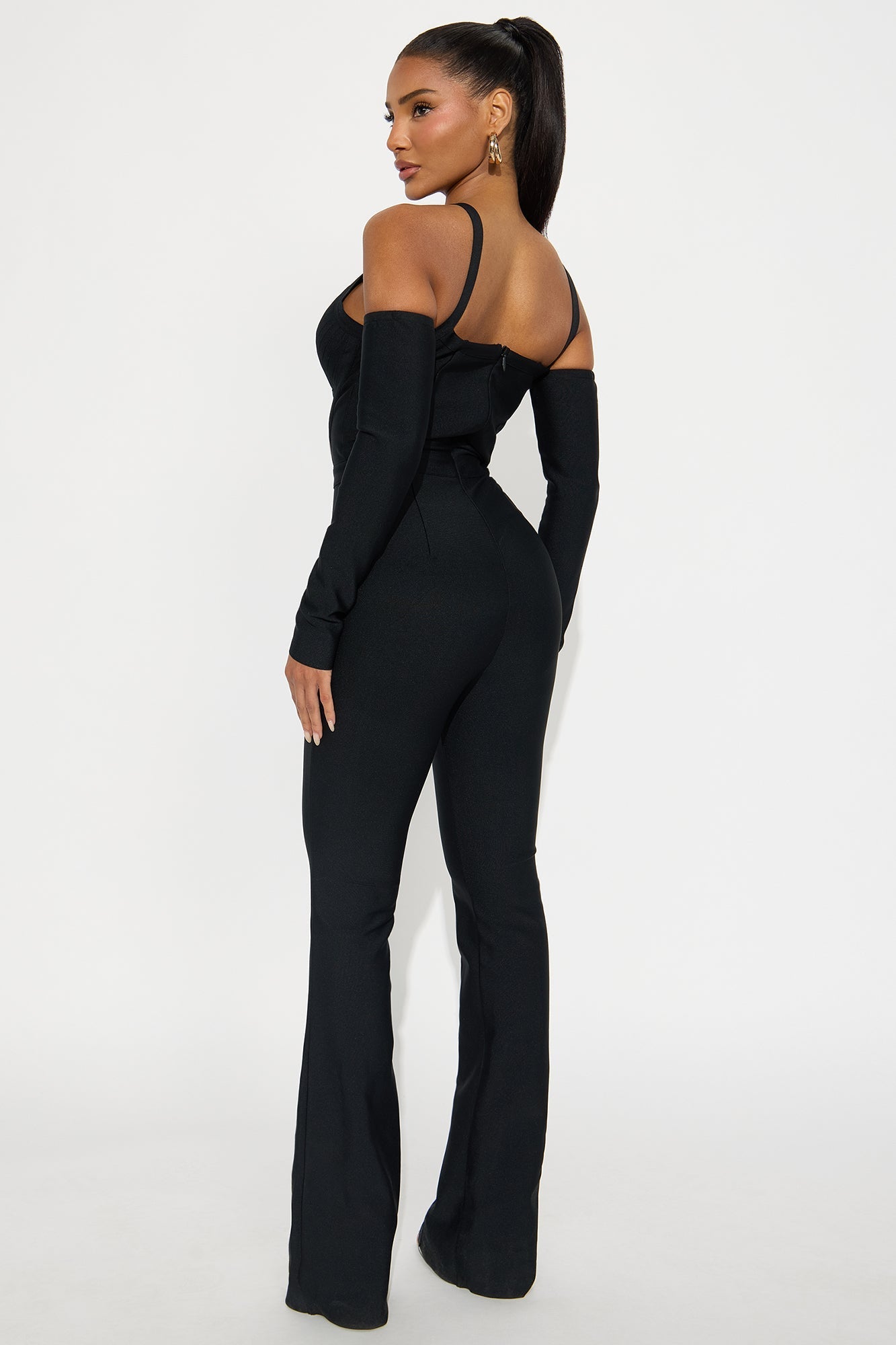 Kennedy Bandage Long Sleeve Jumpsuit - Black