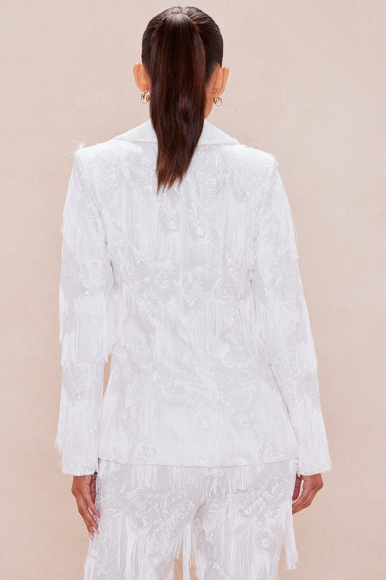 Dolly Fringe Blazer - White