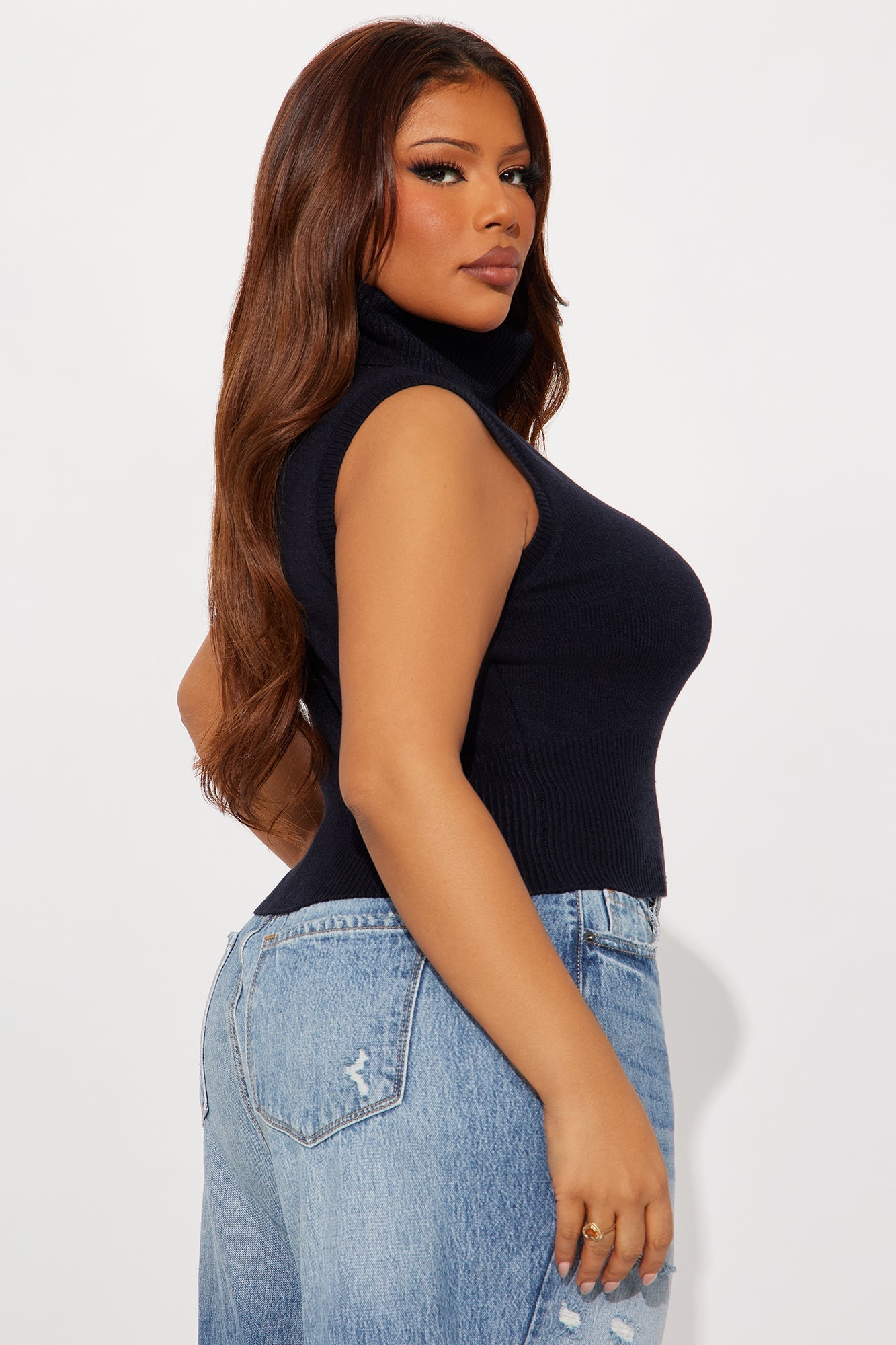 She's Heartless Turtle Neck Sweater - Black