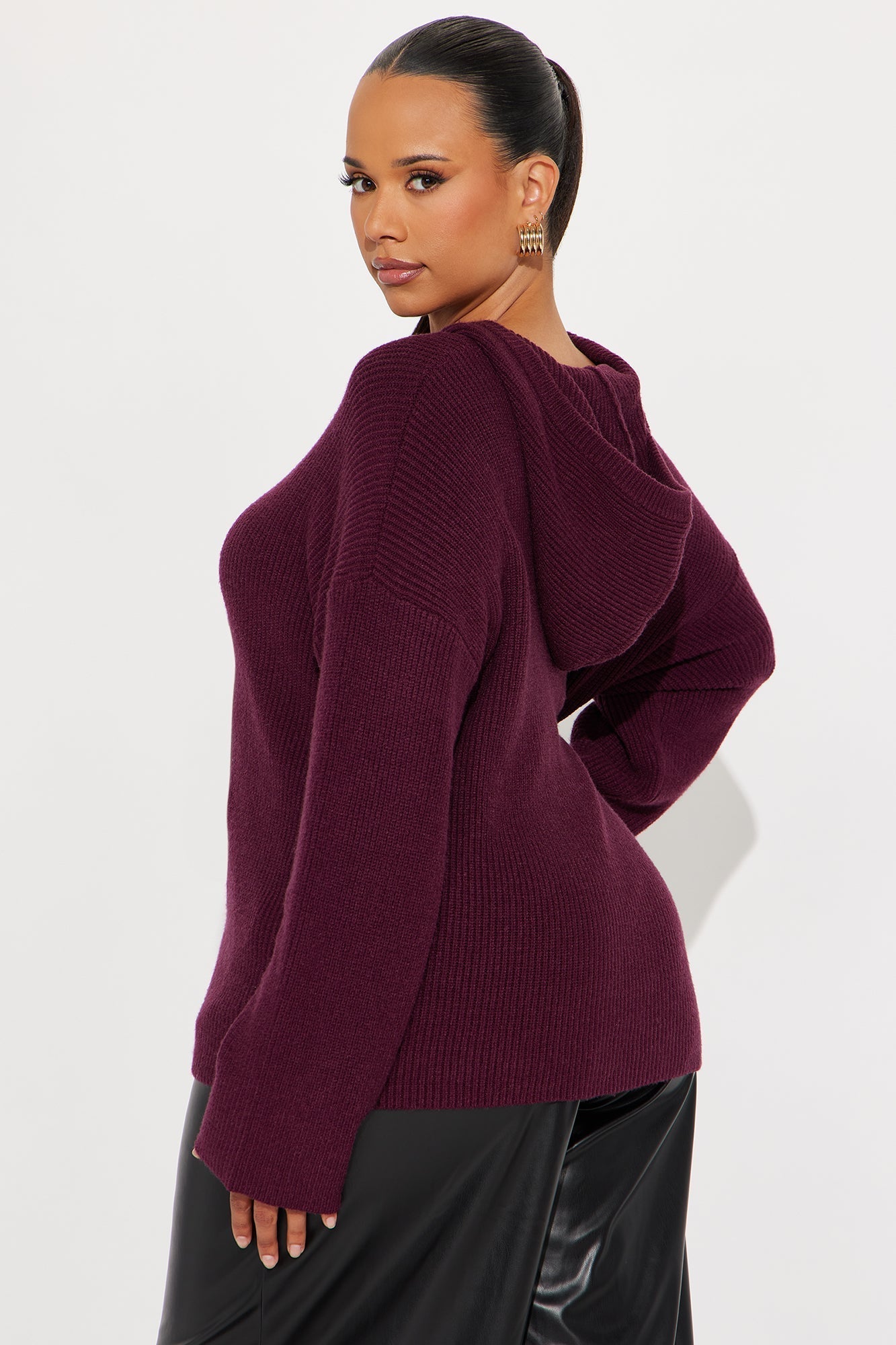 The Coziest Hooded Sweater - Plum