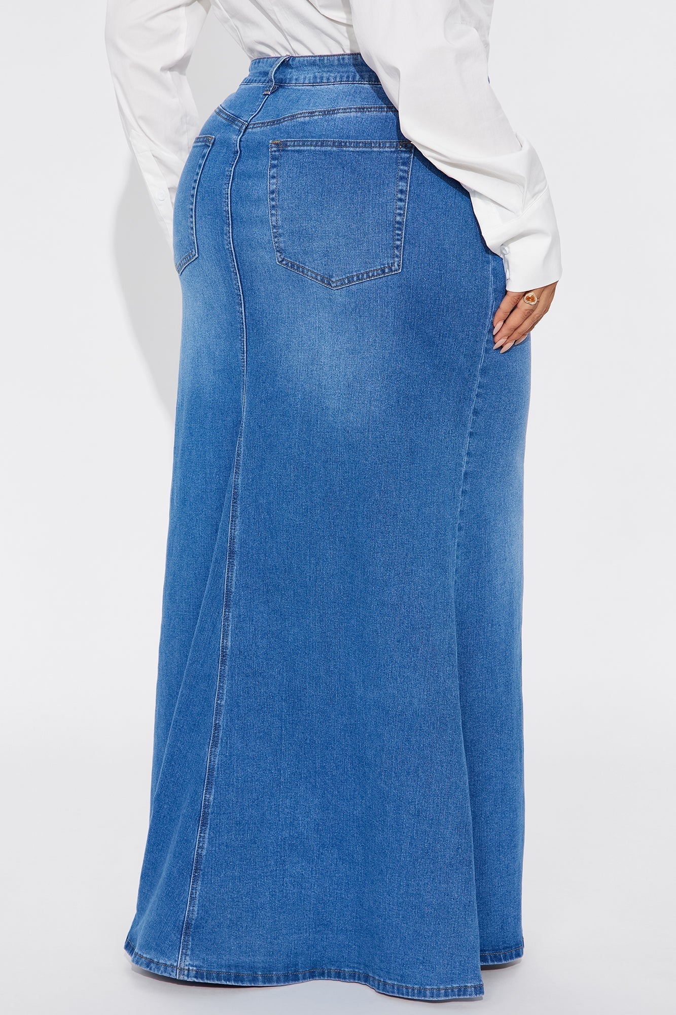 Courtney Denim Maxi Skirt - Medium Wash
