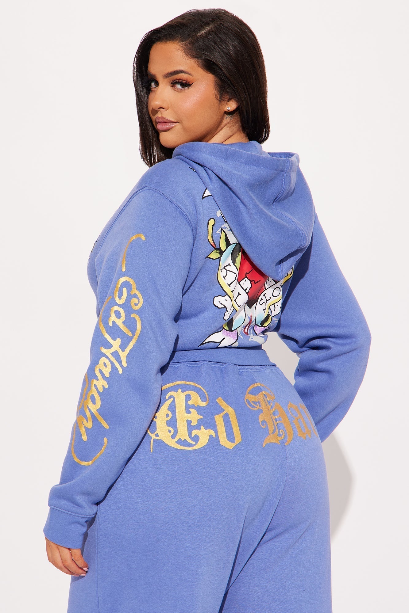 Ed Hardy Free Bird Zip Up Hoodie - Blue
