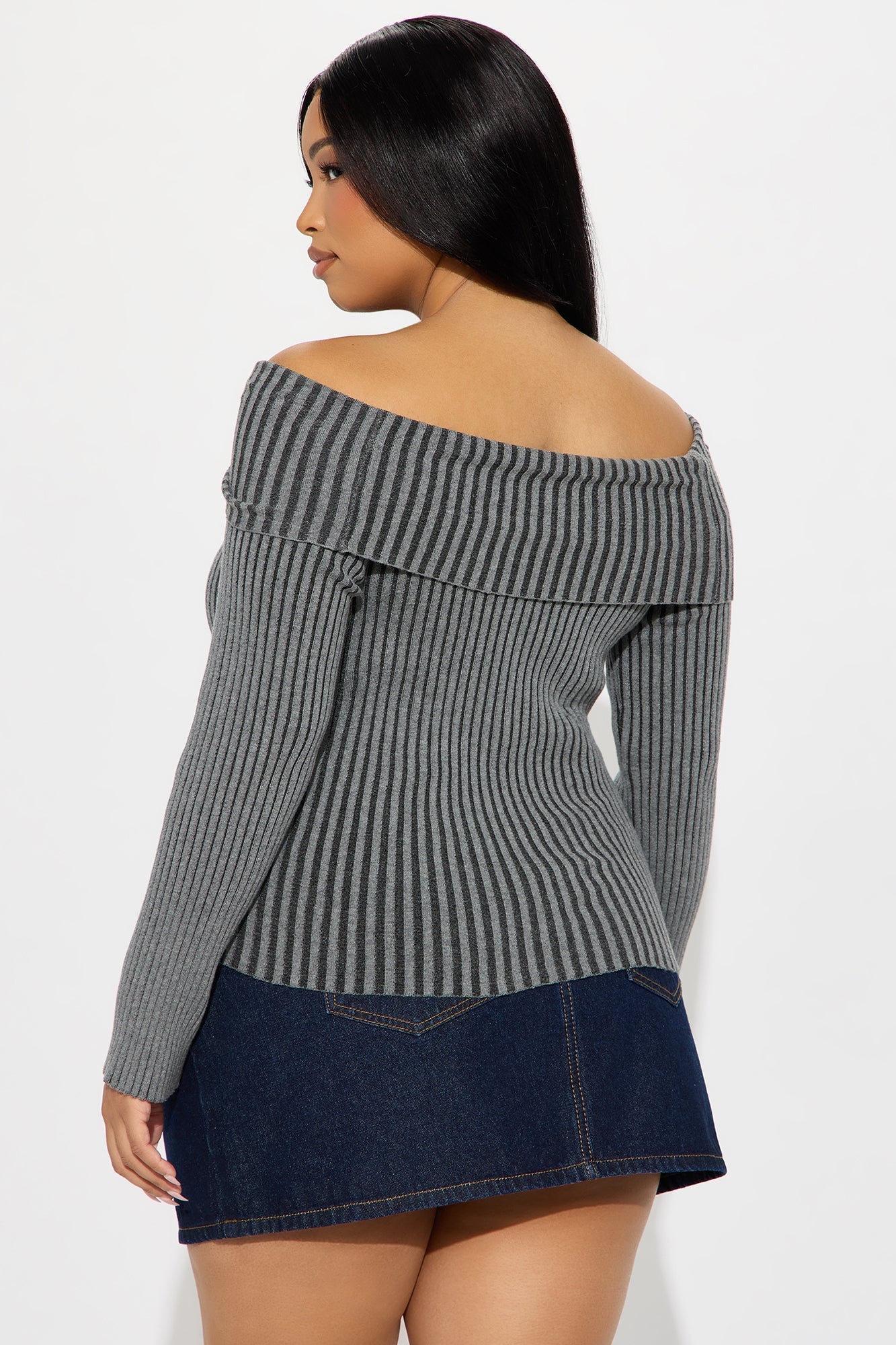 All Yours Washed Sweater Top - Charcoal