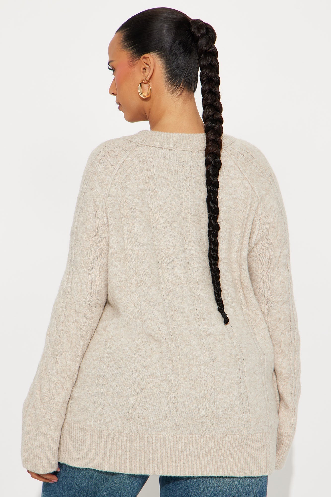 Get It Together Cable Knit Sweater - Light Taupe
