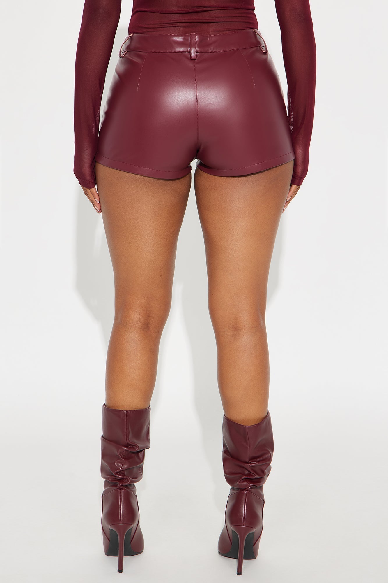 Feeling Some Type Of Way Faux Leather Micro Trouser Short - Burgundy