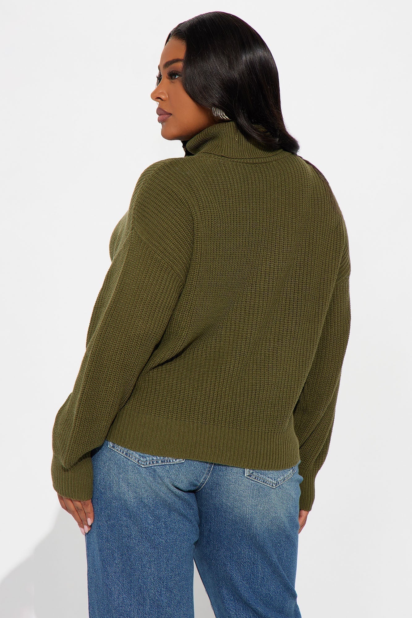 Roll With The Flow Turtleneck Sweater - Olive