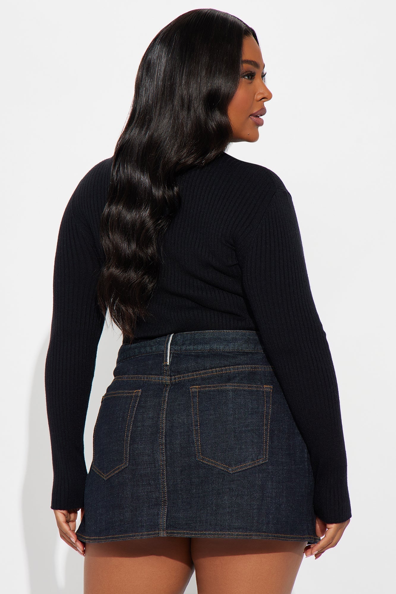 Basically Perfect Ribbed Sweater - Black