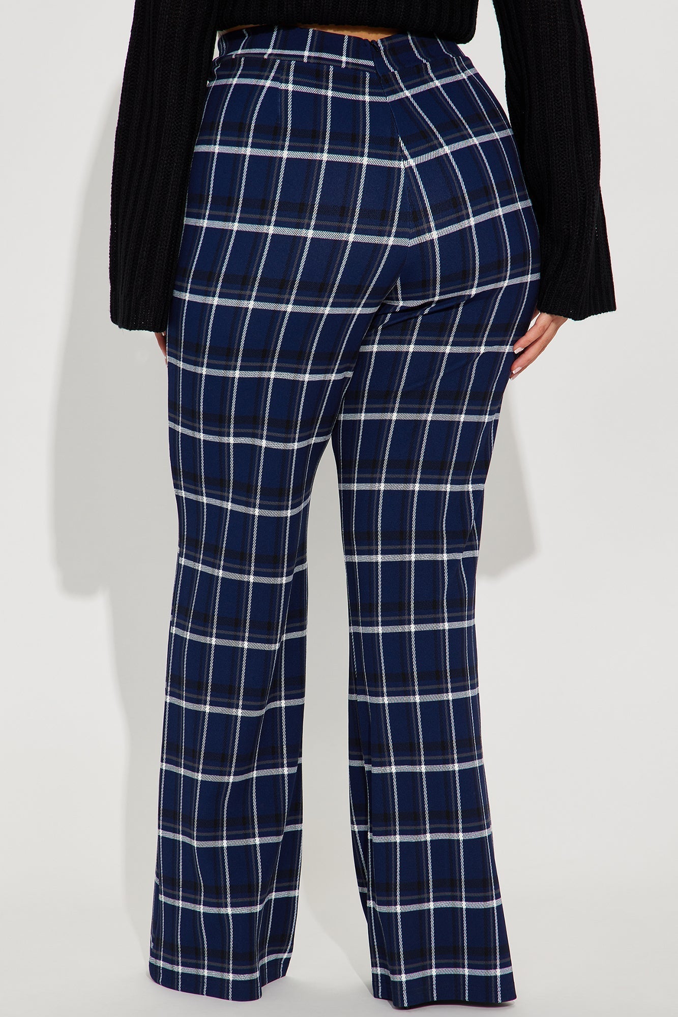 Call It Even Wide Leg Plaid Dress Pant - Navy/combo