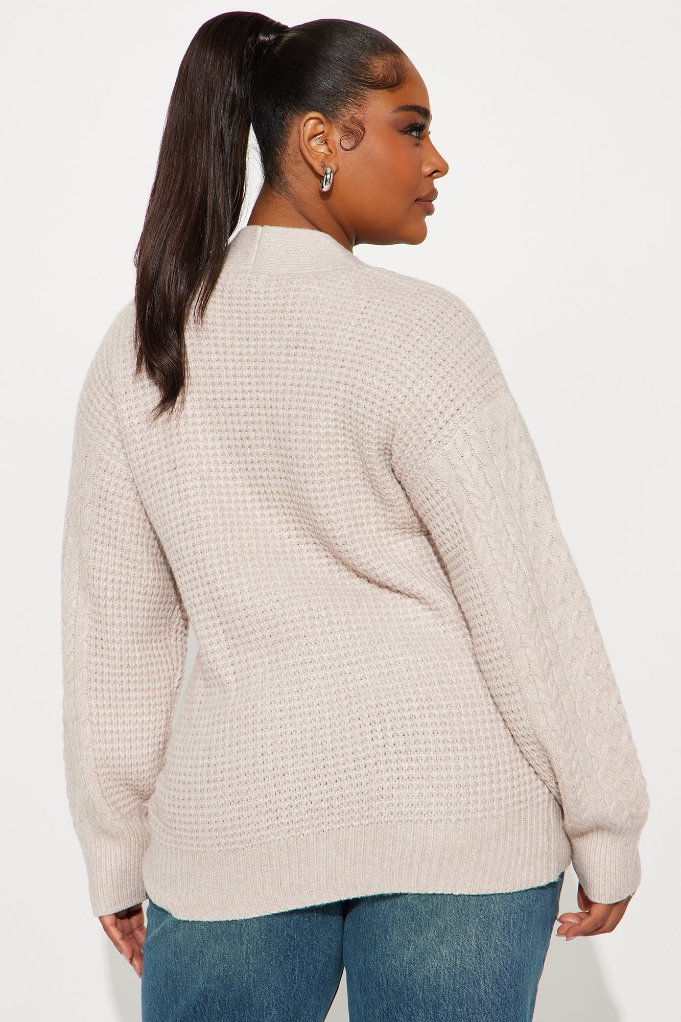 Anita Cable Knit Cardigan - Beige
