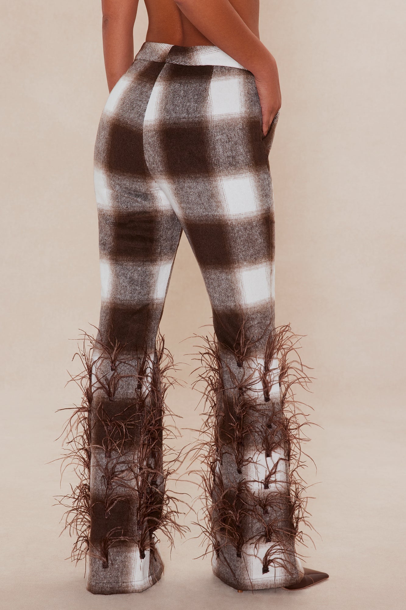 Nadya Feathered Pant - Brown