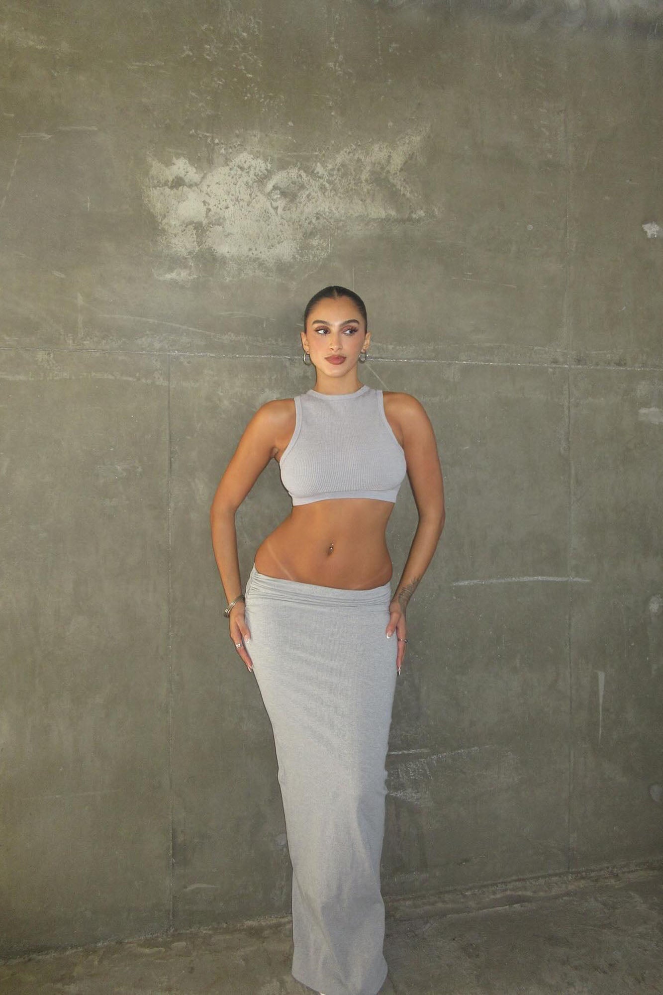Melissa Snatched Maxi Skirt - Heather Grey