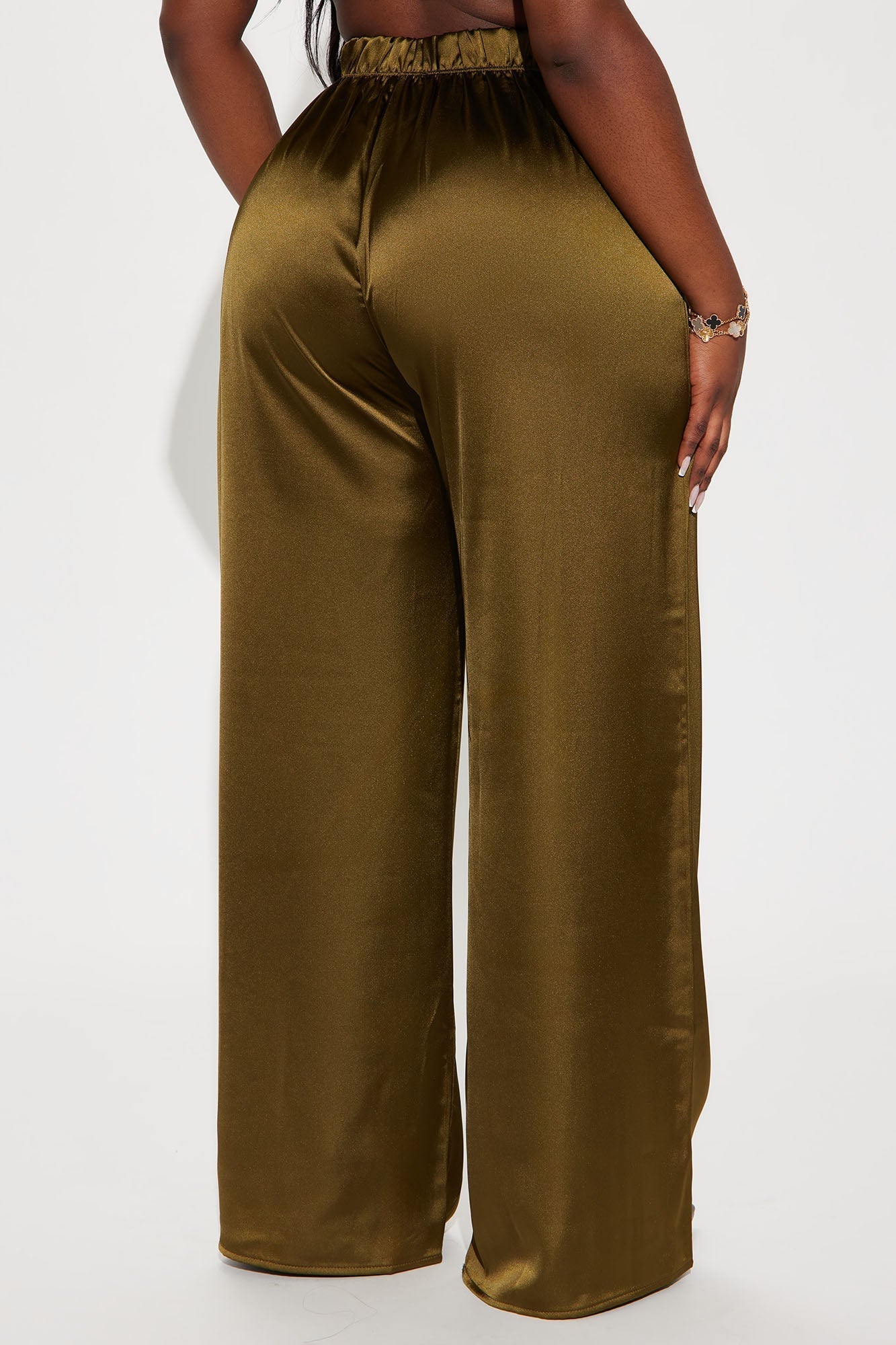 Tone It Down Satin Trouser - Olive