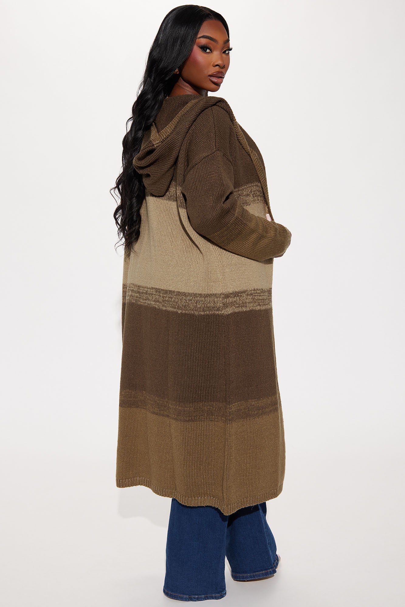 Malibu Ombre Long Cardigan - Brown/combo