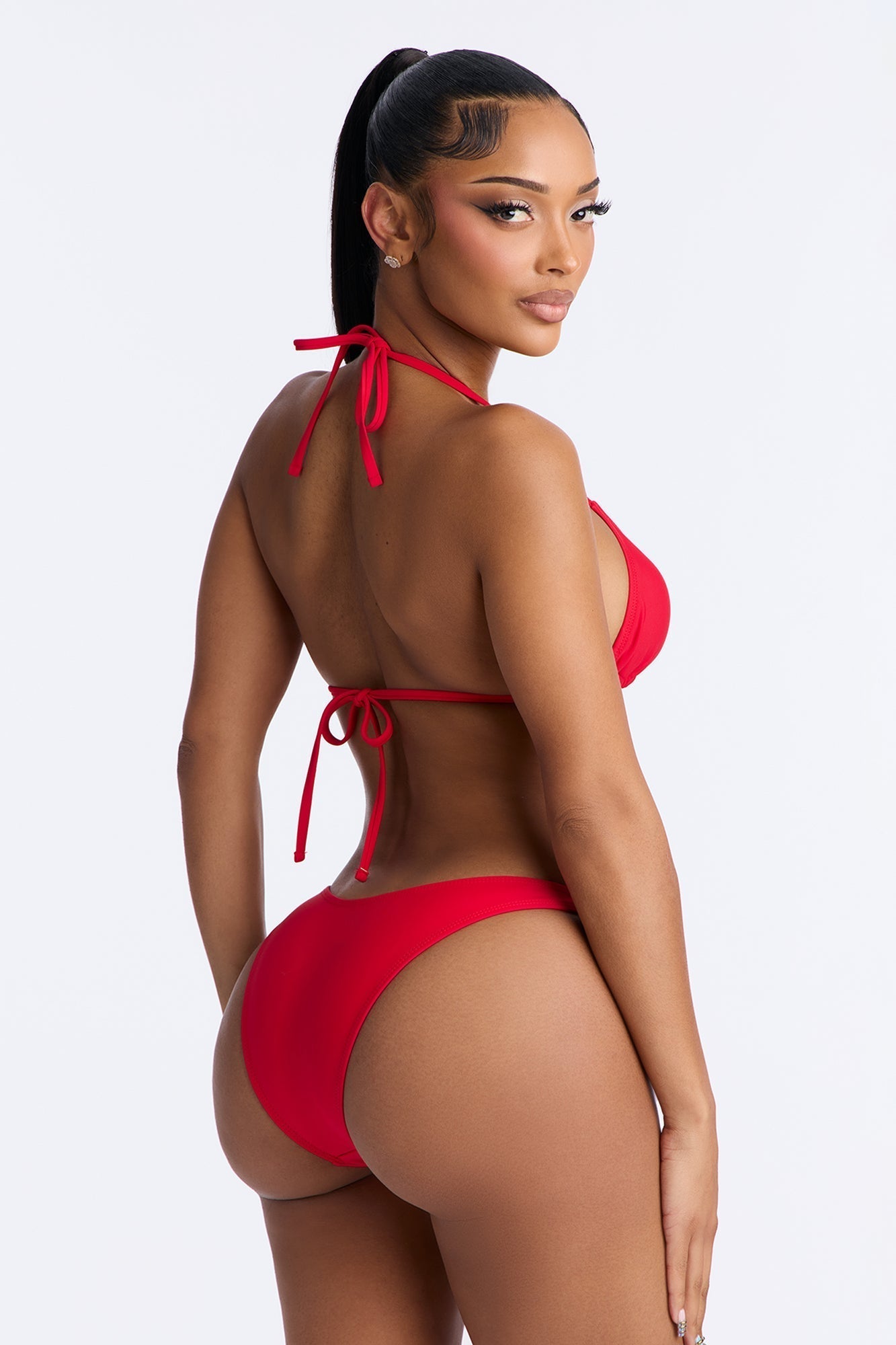 Plumeria Frangipani Tropical Flower Hardware 2 Piece Bikini - Red