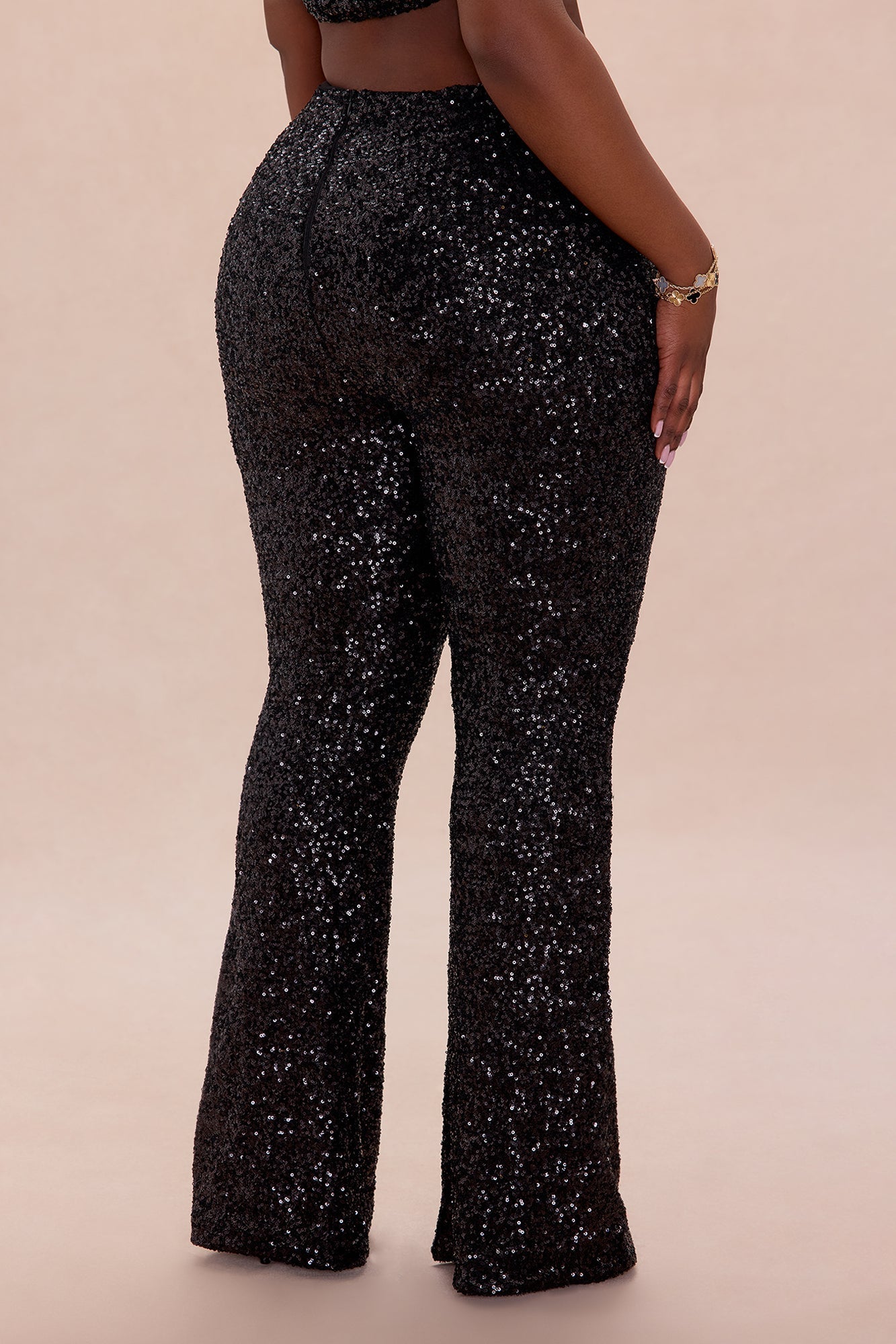 Azalea Sequin Flare Pant - Black