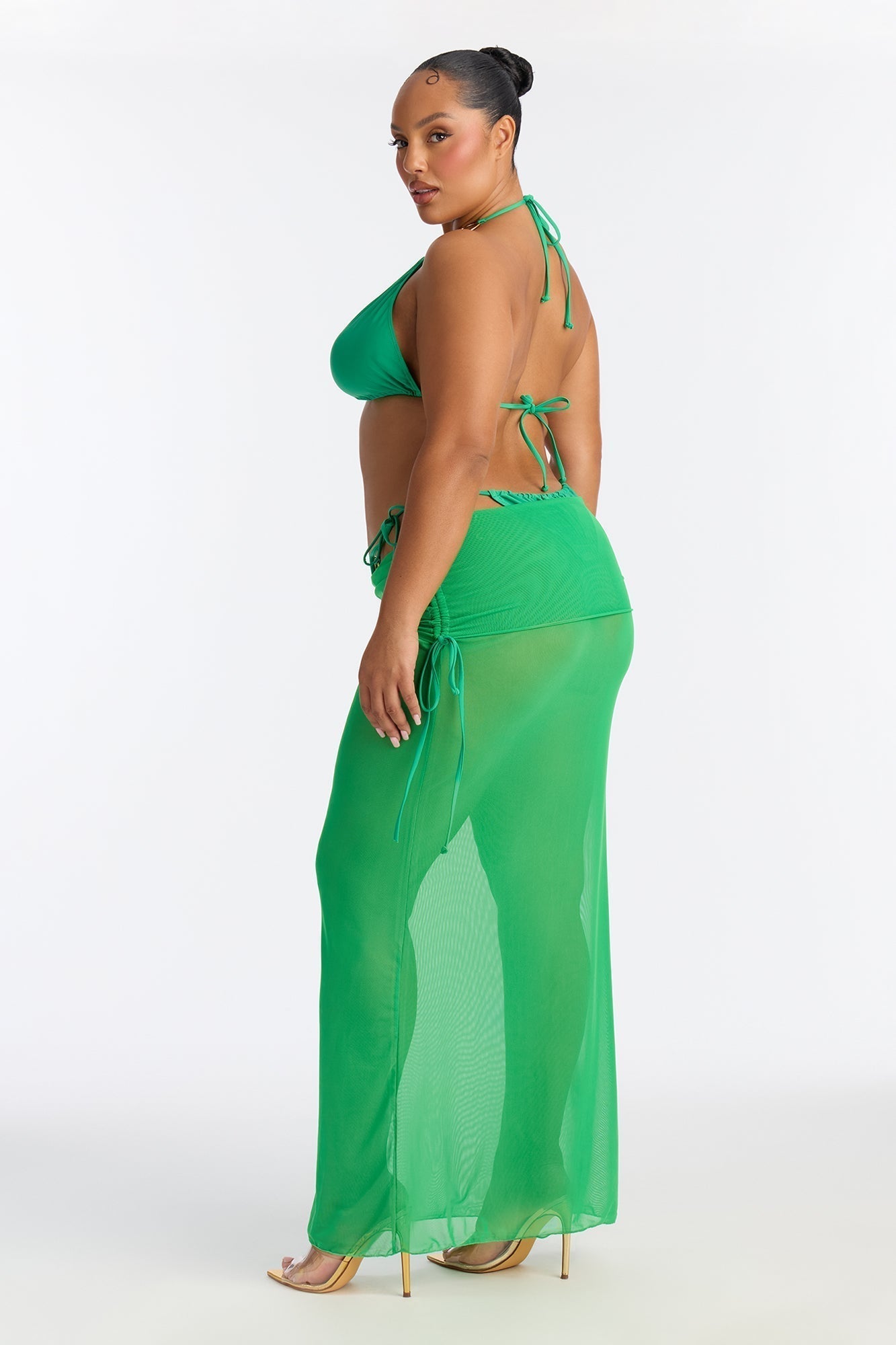 Ellie O Rings 3 Piece Bikini & Skirt Set - Green