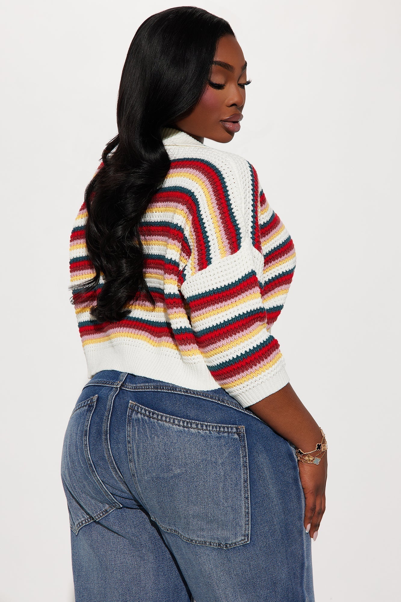 Vacay Vibe Striped Crochet Polo - Multi Color
