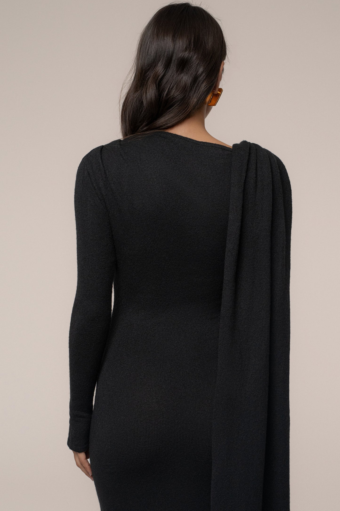Black Aniza Drape Maxi Dress