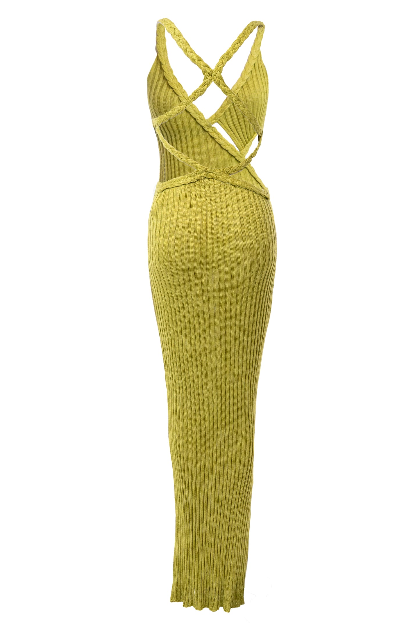 Lime Drift And Dream Braided Maxi Dress