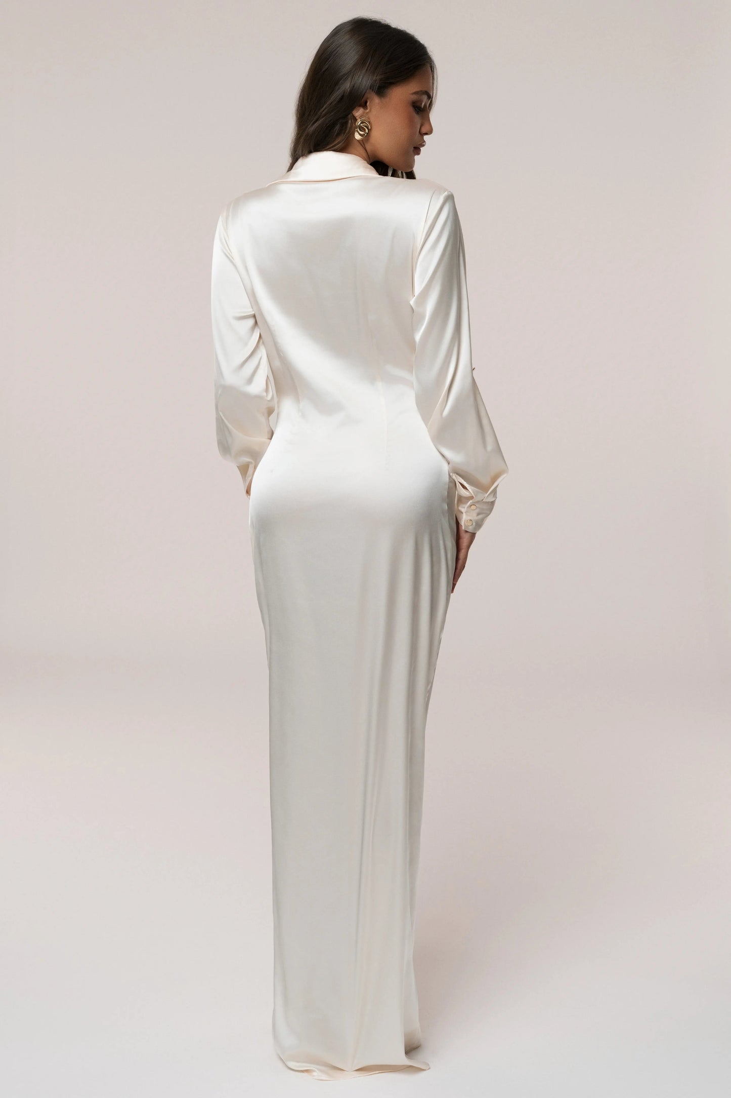 White Arabella Satin Maxi Dress