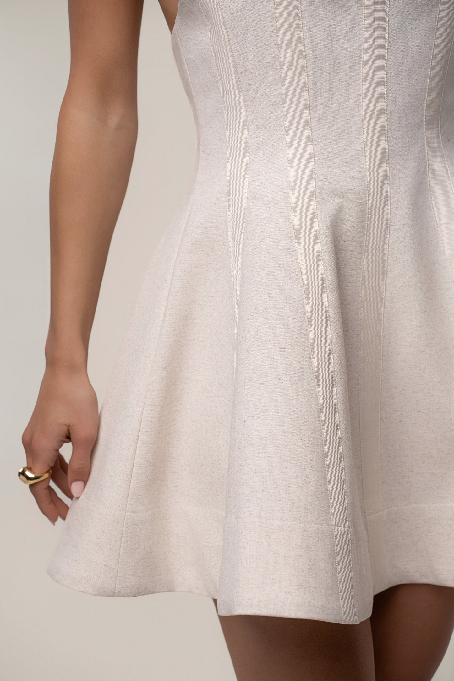 Beige Larissa Flared Mini Dress