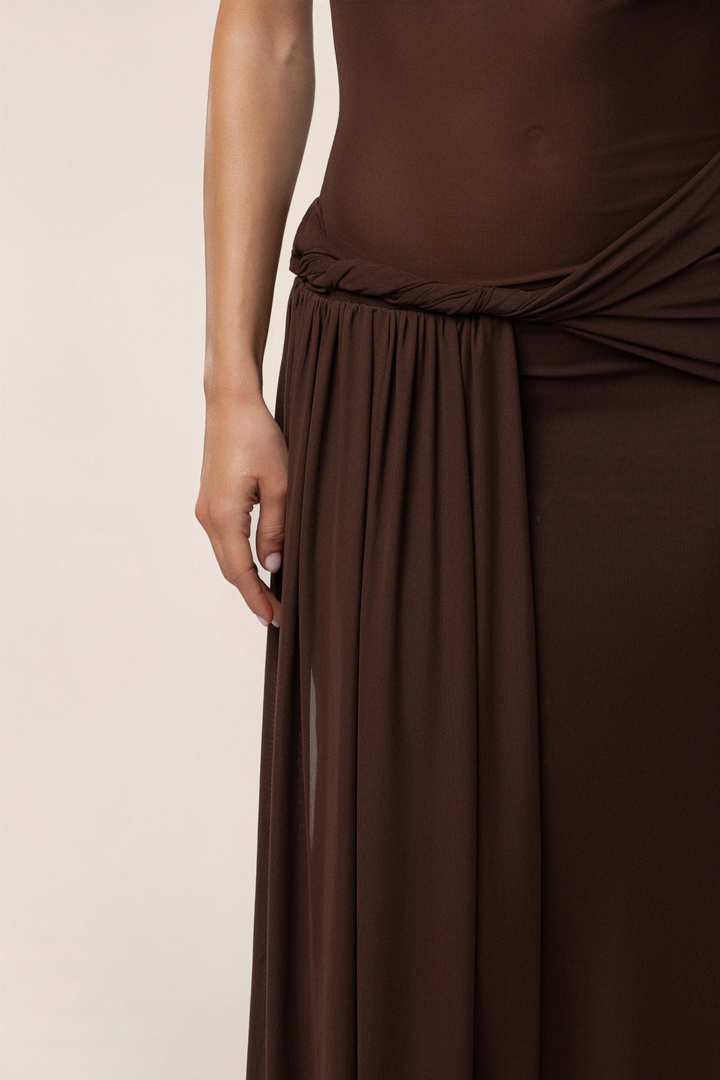 Brown Serenity Drape Gown