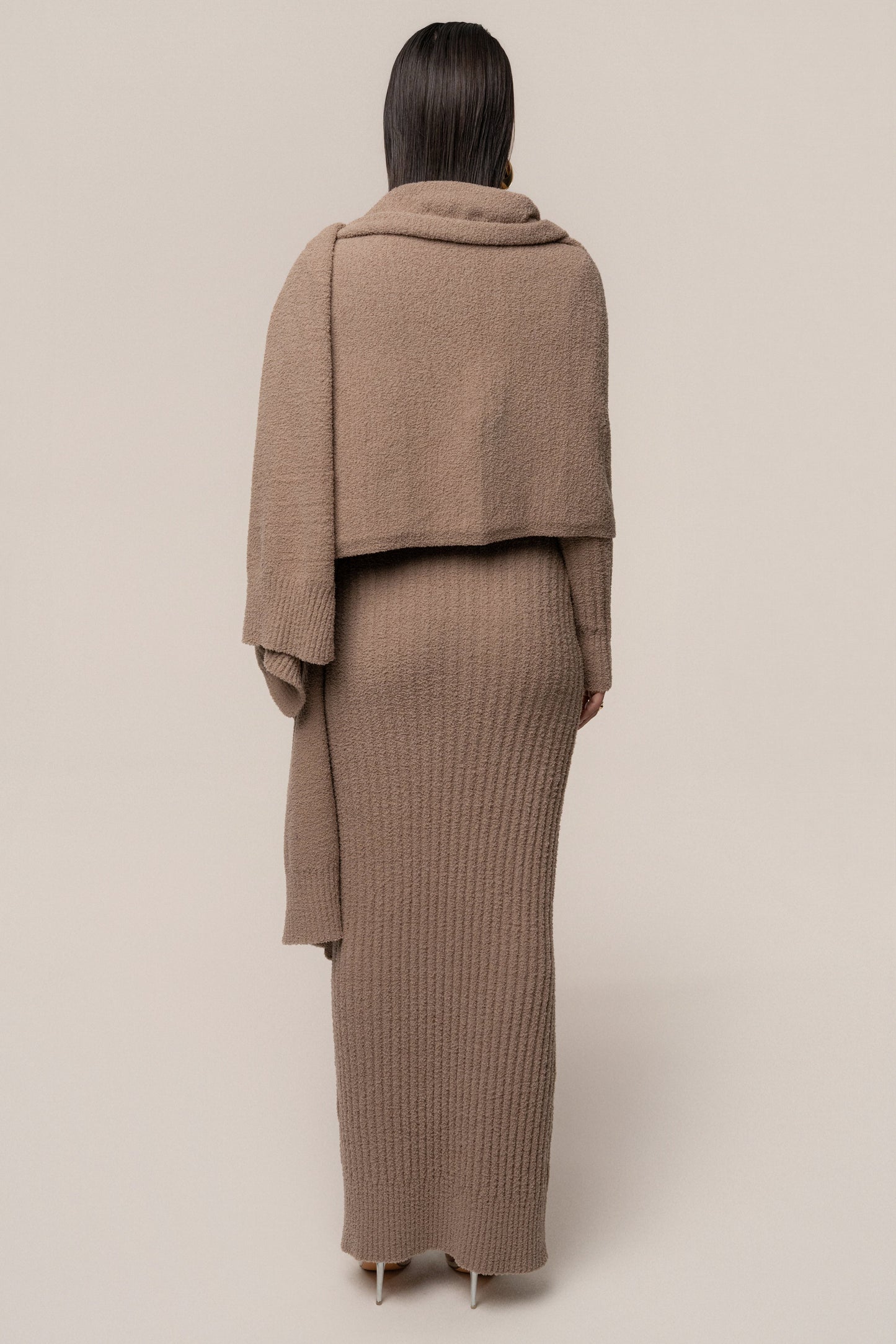Taupe First Class Ribbed Maxi Dress