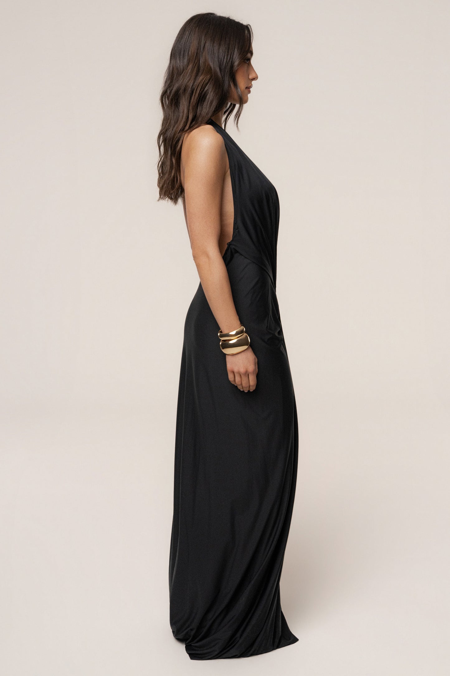 Black Ibiza Halter Maxi Dress