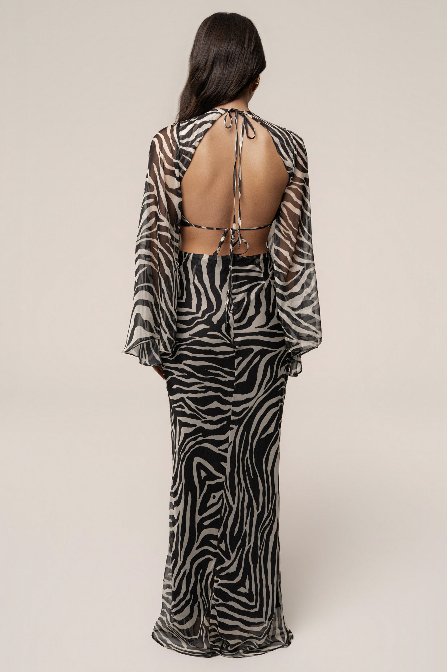 Black Zebra Instincts Print Maxi Dress