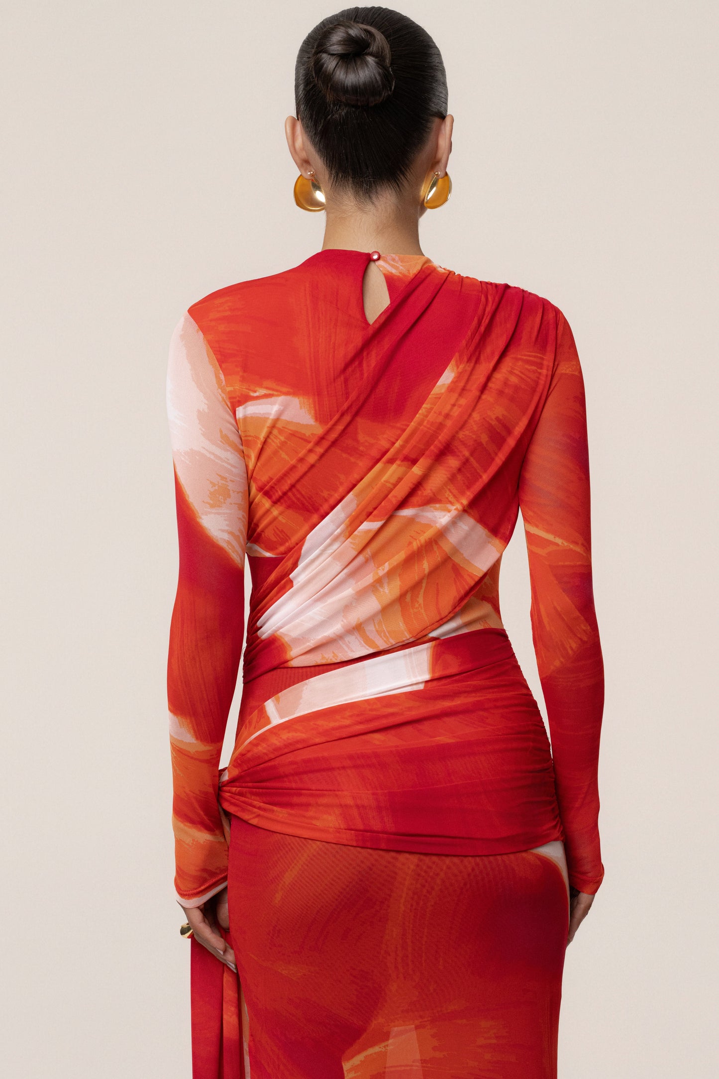 Sunset Red Heatwave Mesh Maxi Dress