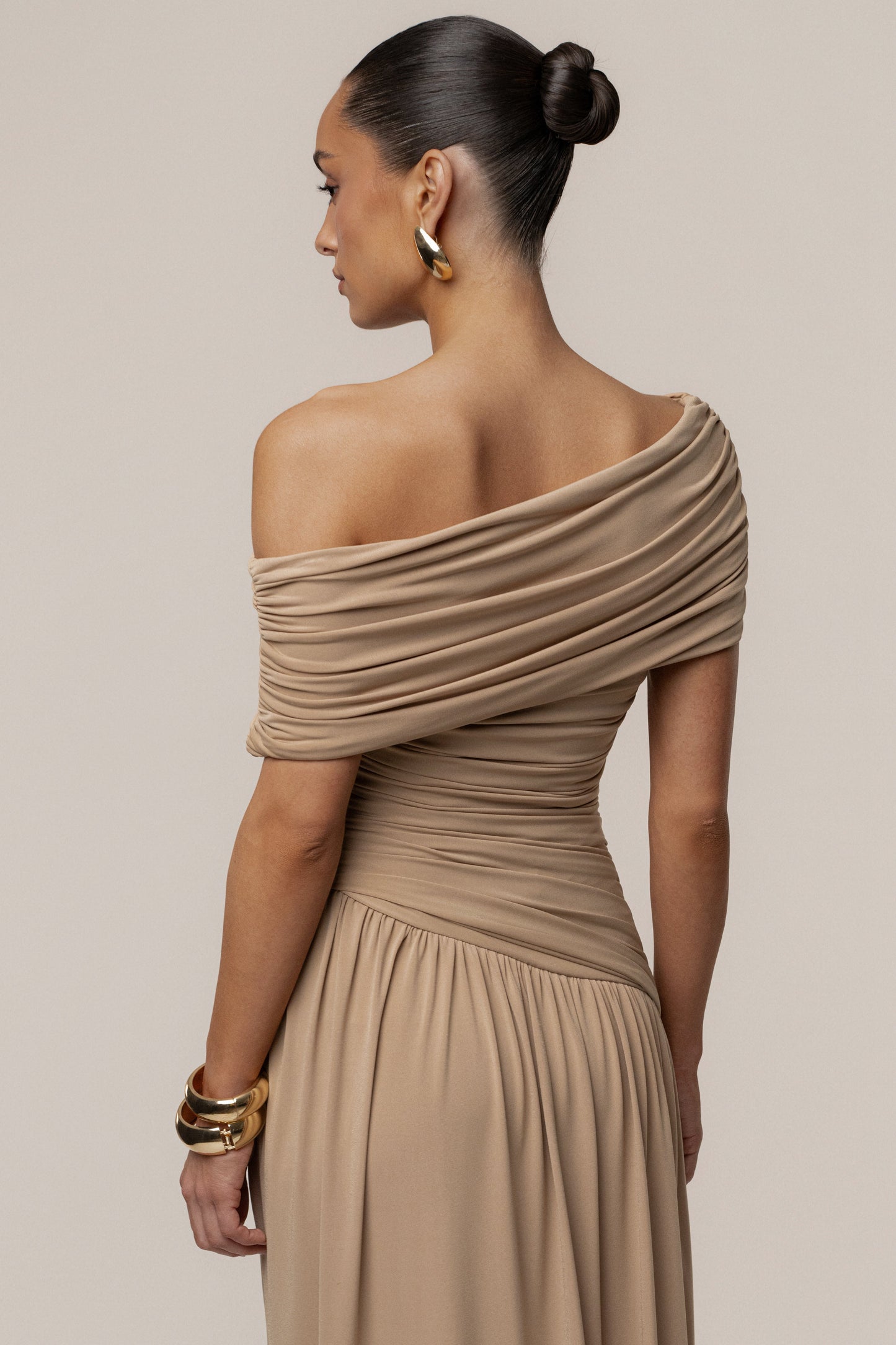 Beige Vision Of Elegance Maxi Dress