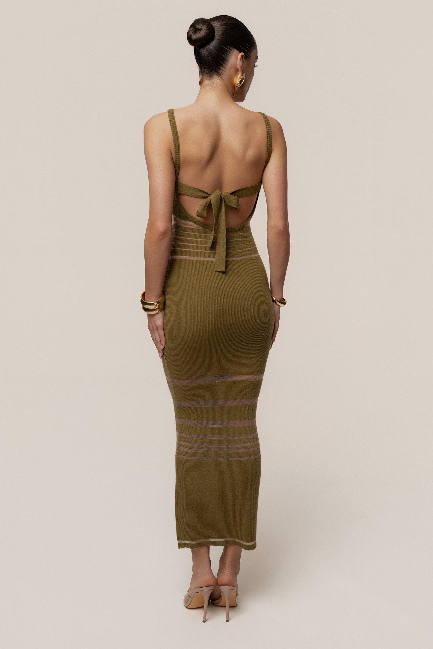 Moss Striped Rib Knit Dress