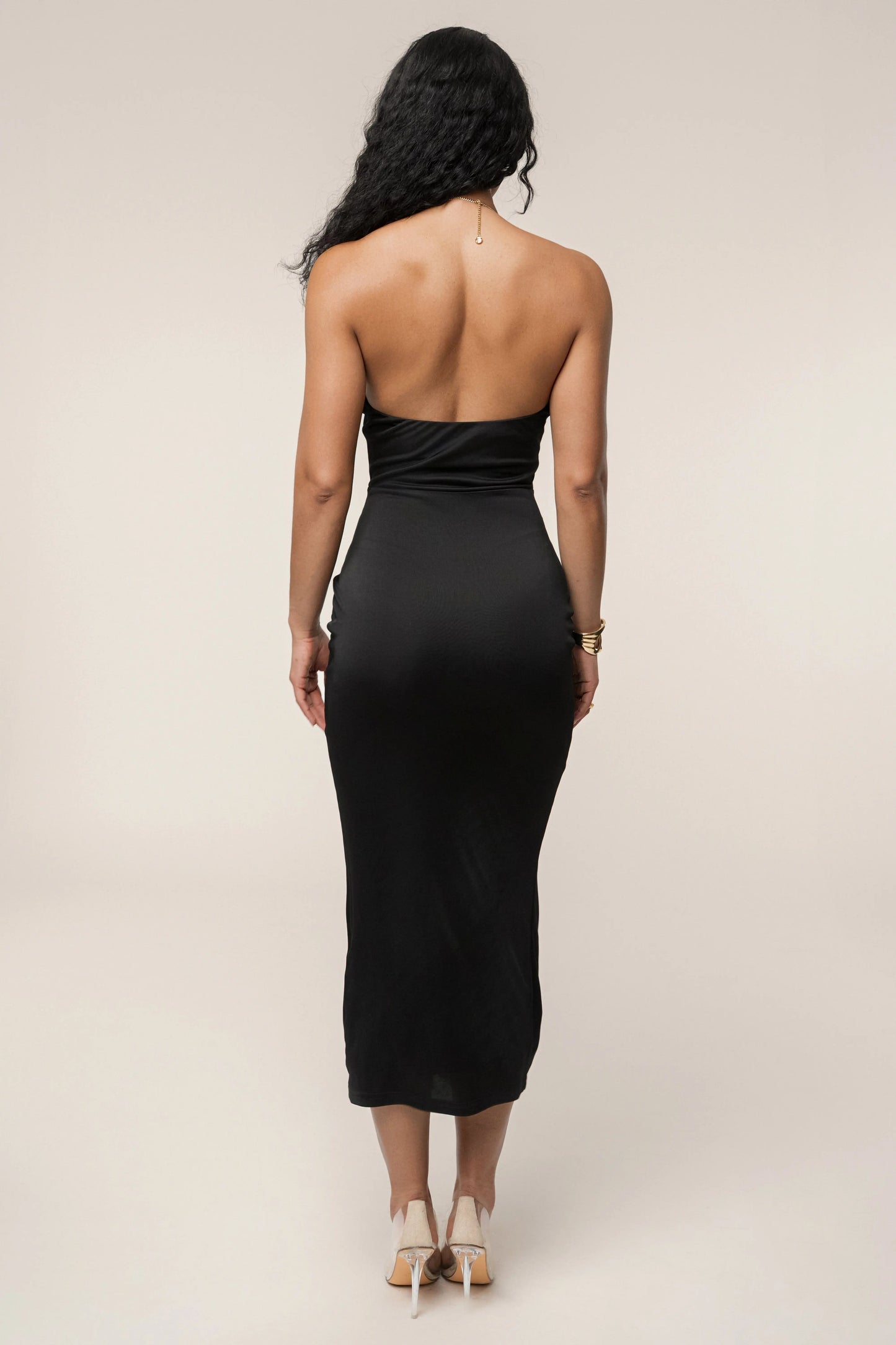 Black Cutout Chain Midi Dress