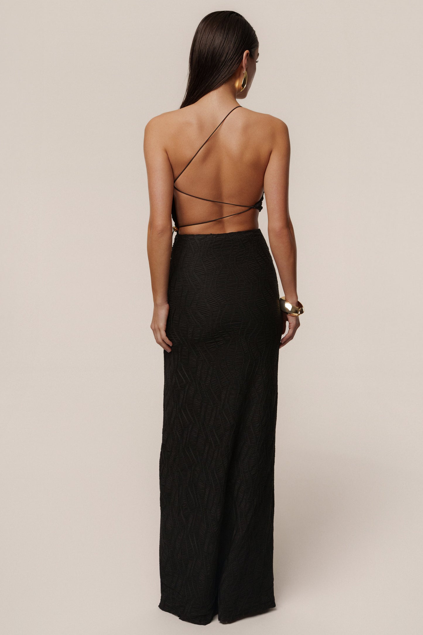 Black Adriana One Shoulder Maxi Dress