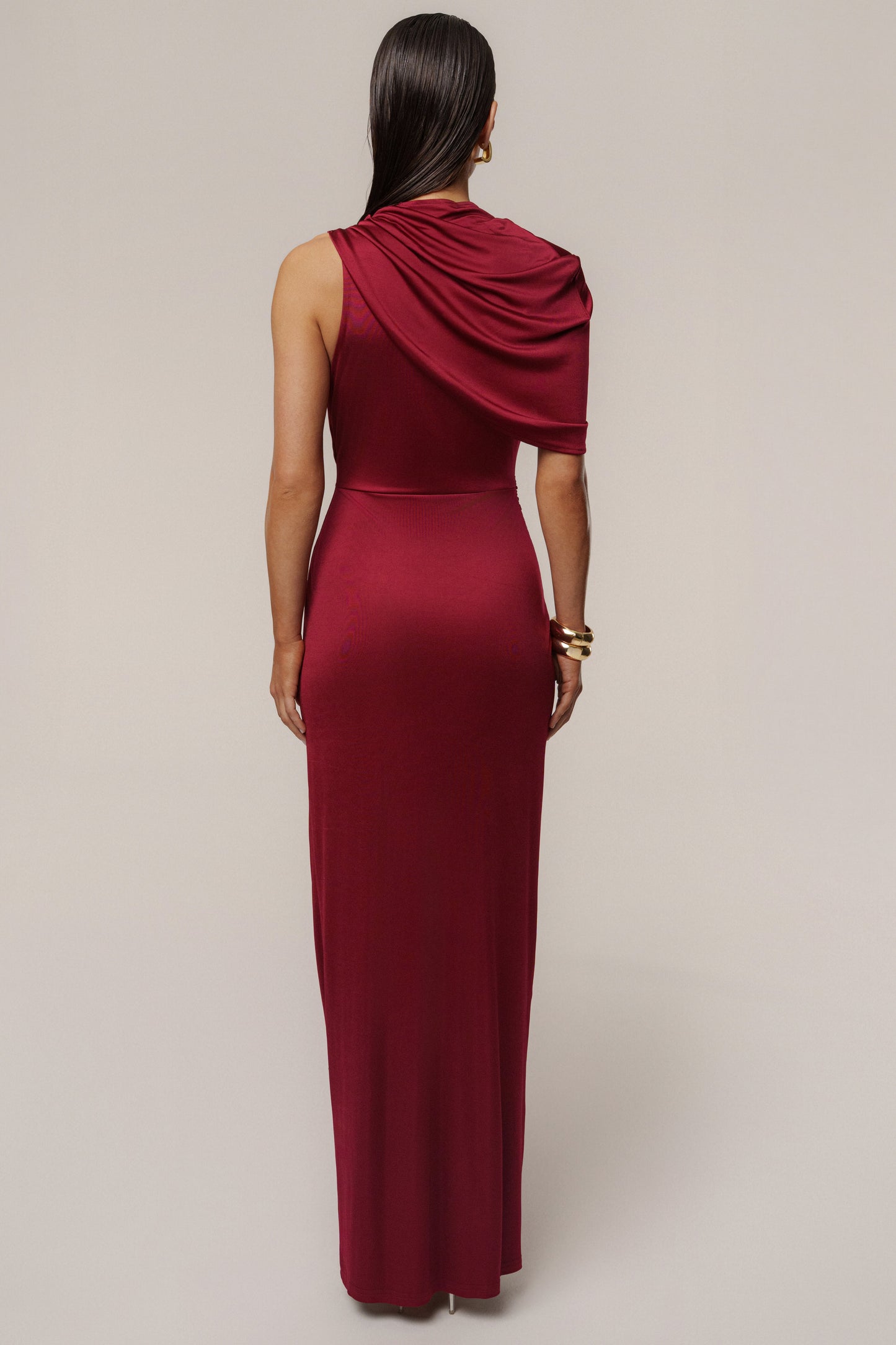 Burgundy Enchanted Drape Maxi Dress