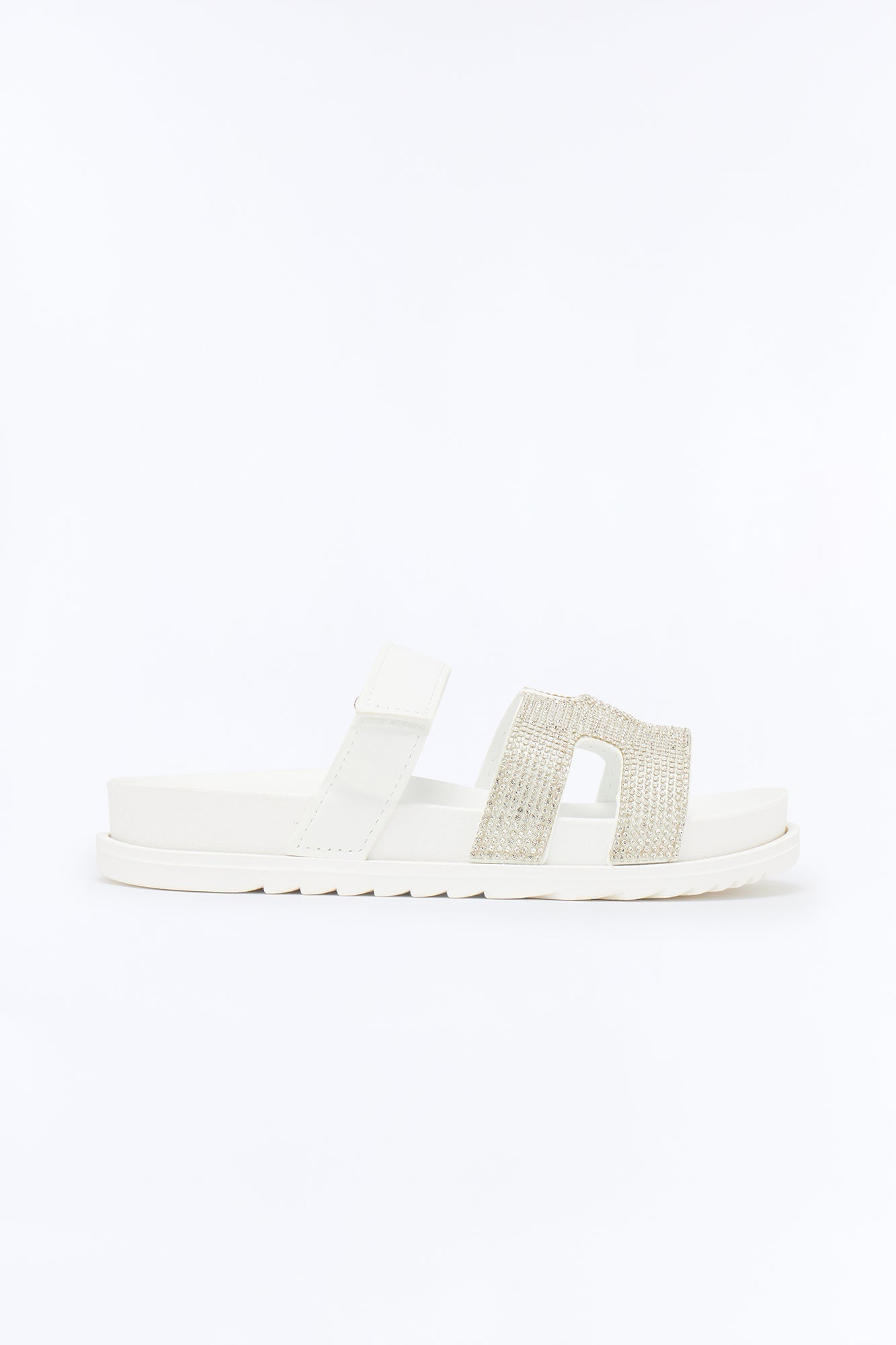 As I Go Embellished Casual Slides - White