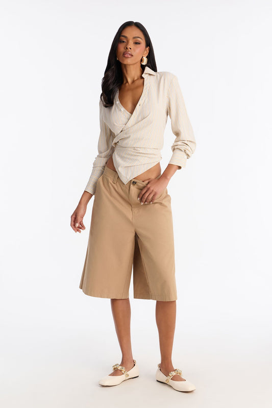 Kieran Low Rise Twill Bermuda Short 14″ - Khaki