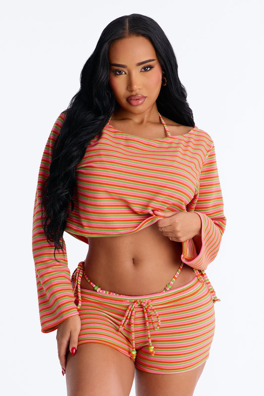 Yasmine 4 Piece Bikini and Coverup Set - Multi Color