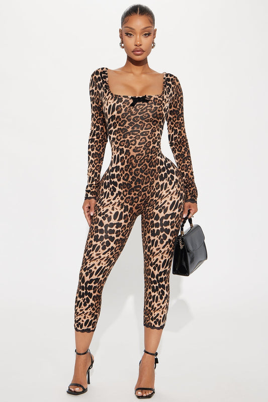 Florentina Leopard Capri Jumpsuit - Brown/combo