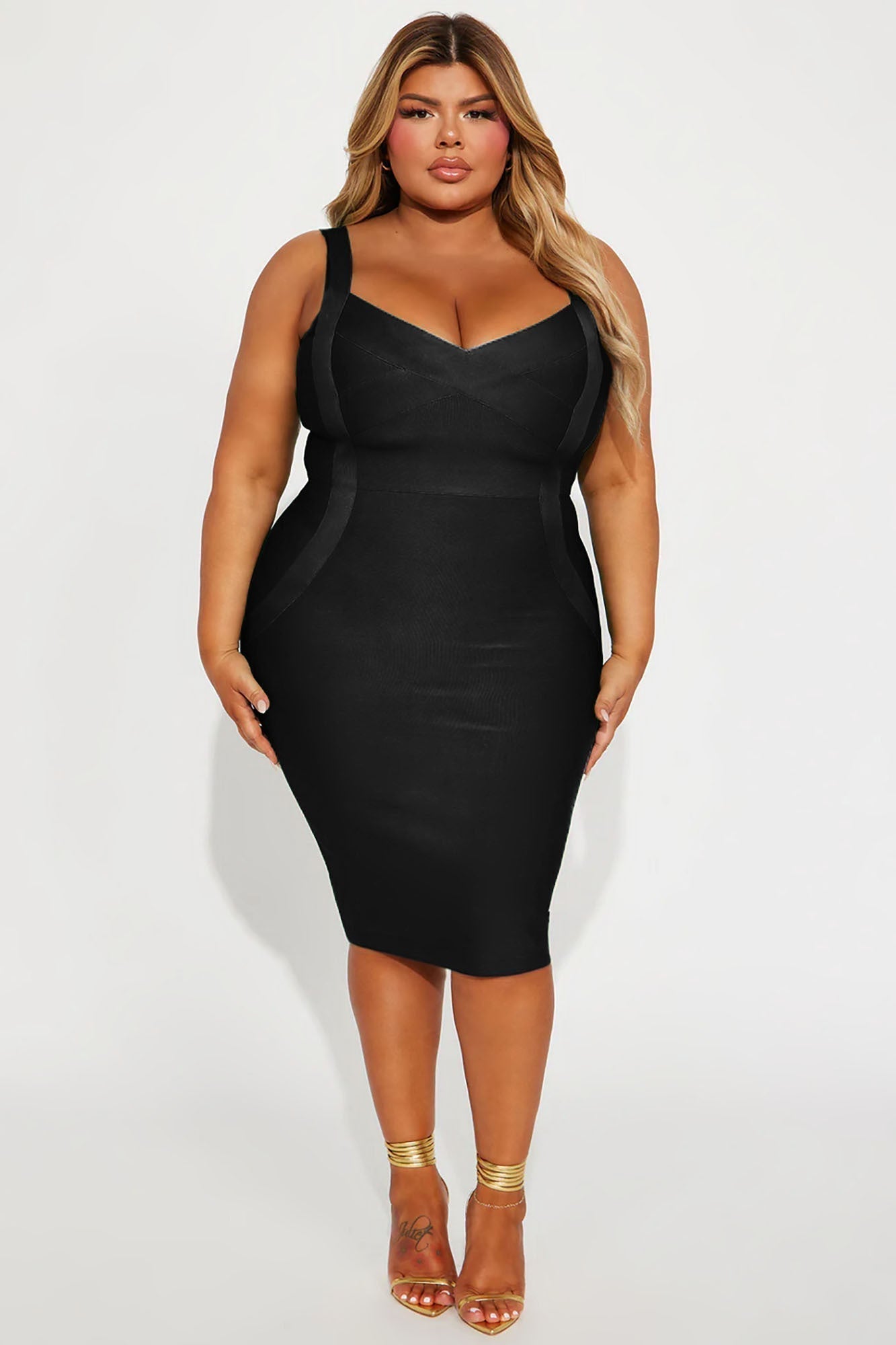Elise Bandage Midi Dress - Black