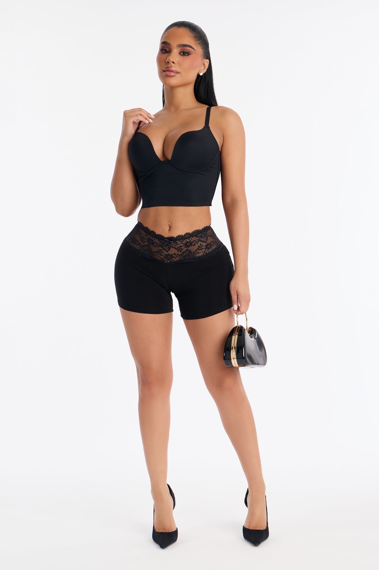 Laced And Locked Low Rise Biker Short - Black