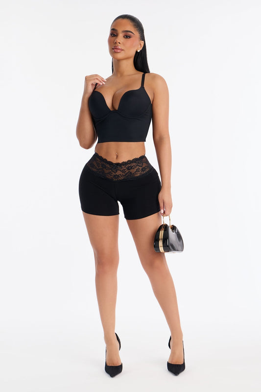 Laced And Locked Low Rise Biker Short - Black