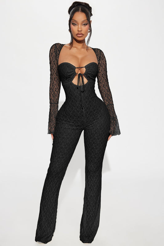 Saffron Lace Jumpsuit - Black