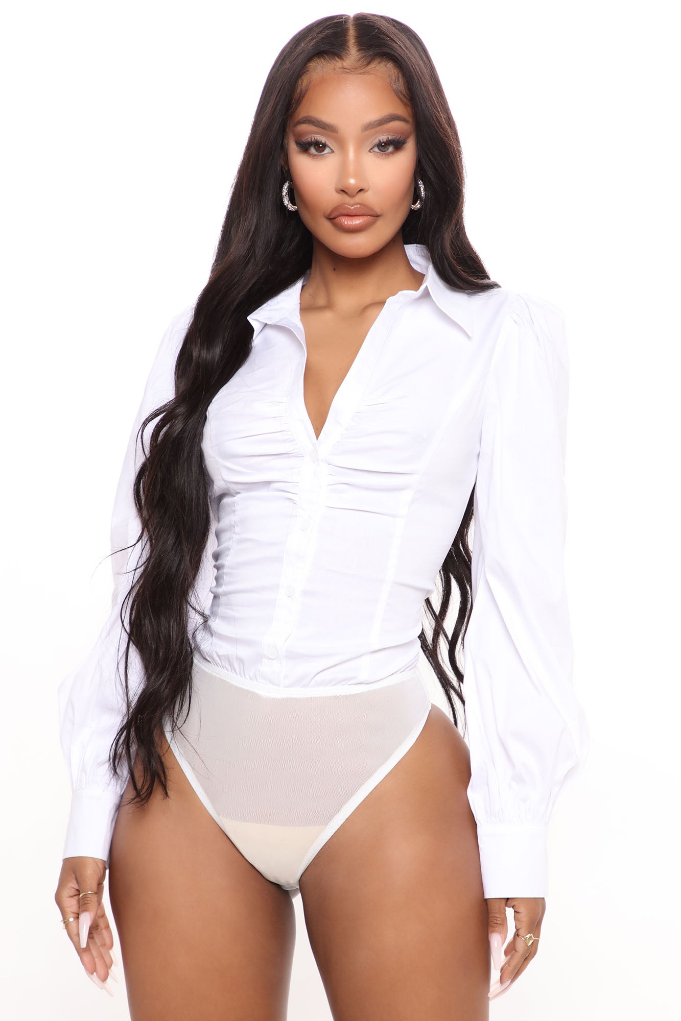 Cashin' Out Poplin Bodysuit - White