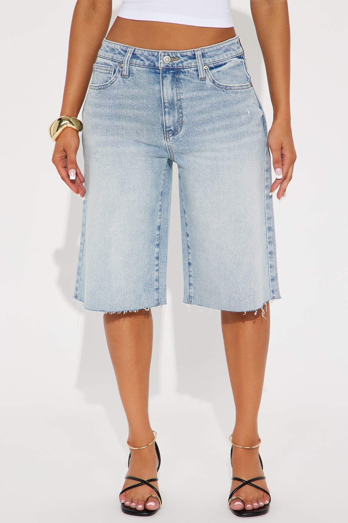 Go On Your Way Stretch Baggy Denim Shorts - Light Wash