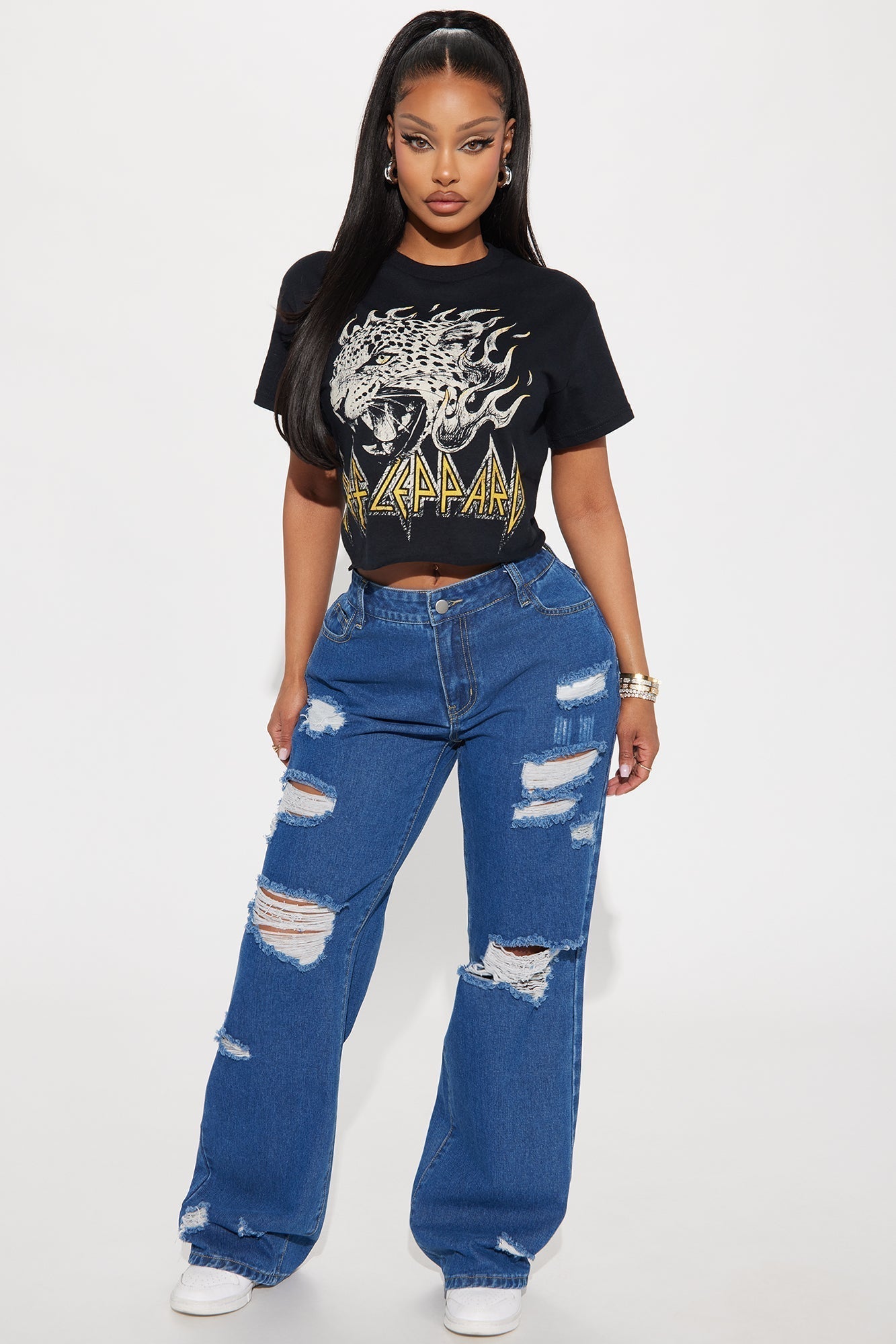 Def Leppard Inferno Cropped Tee - Black
