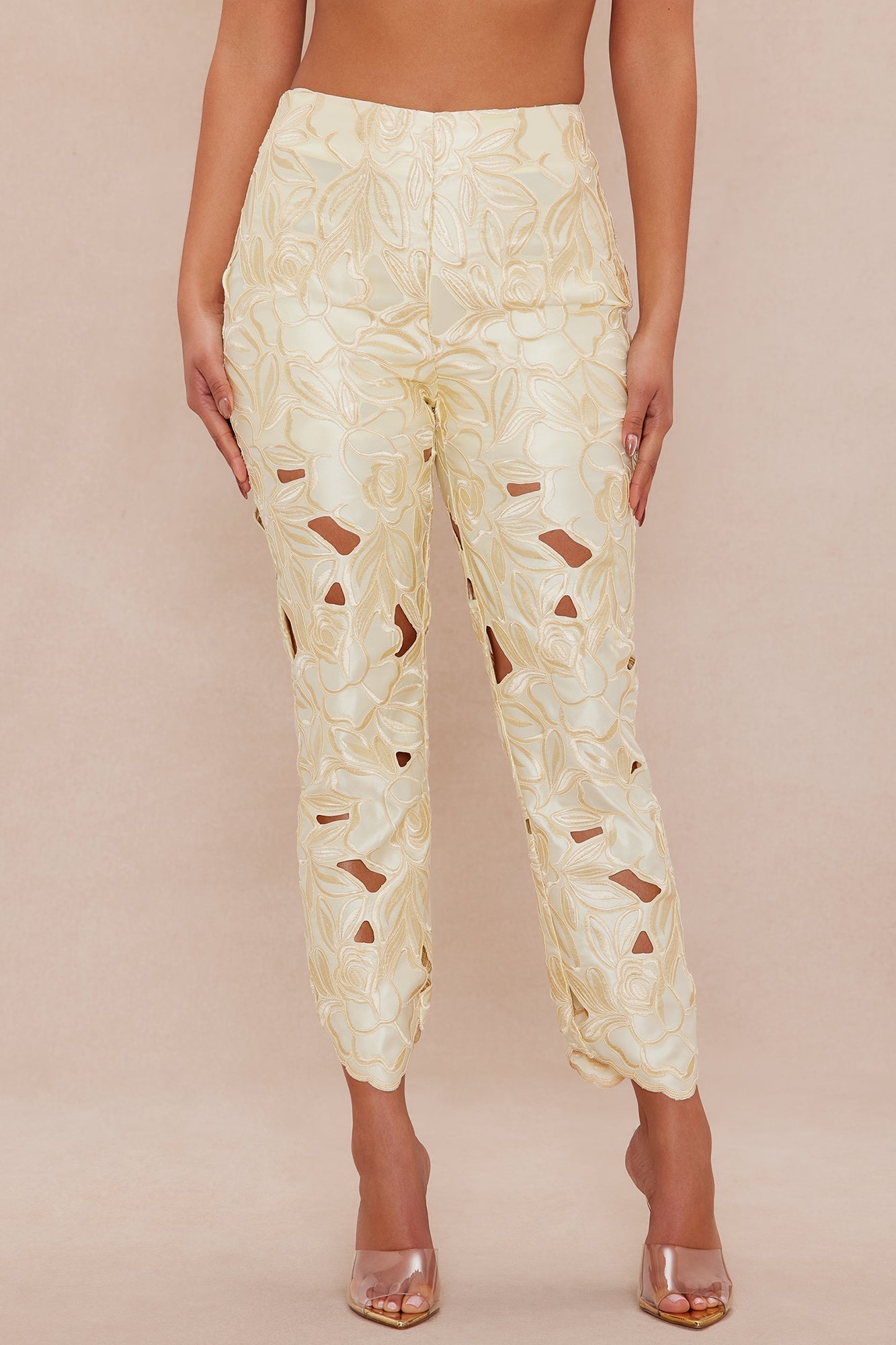 Alexandria Embroidered Pant - Yellow
