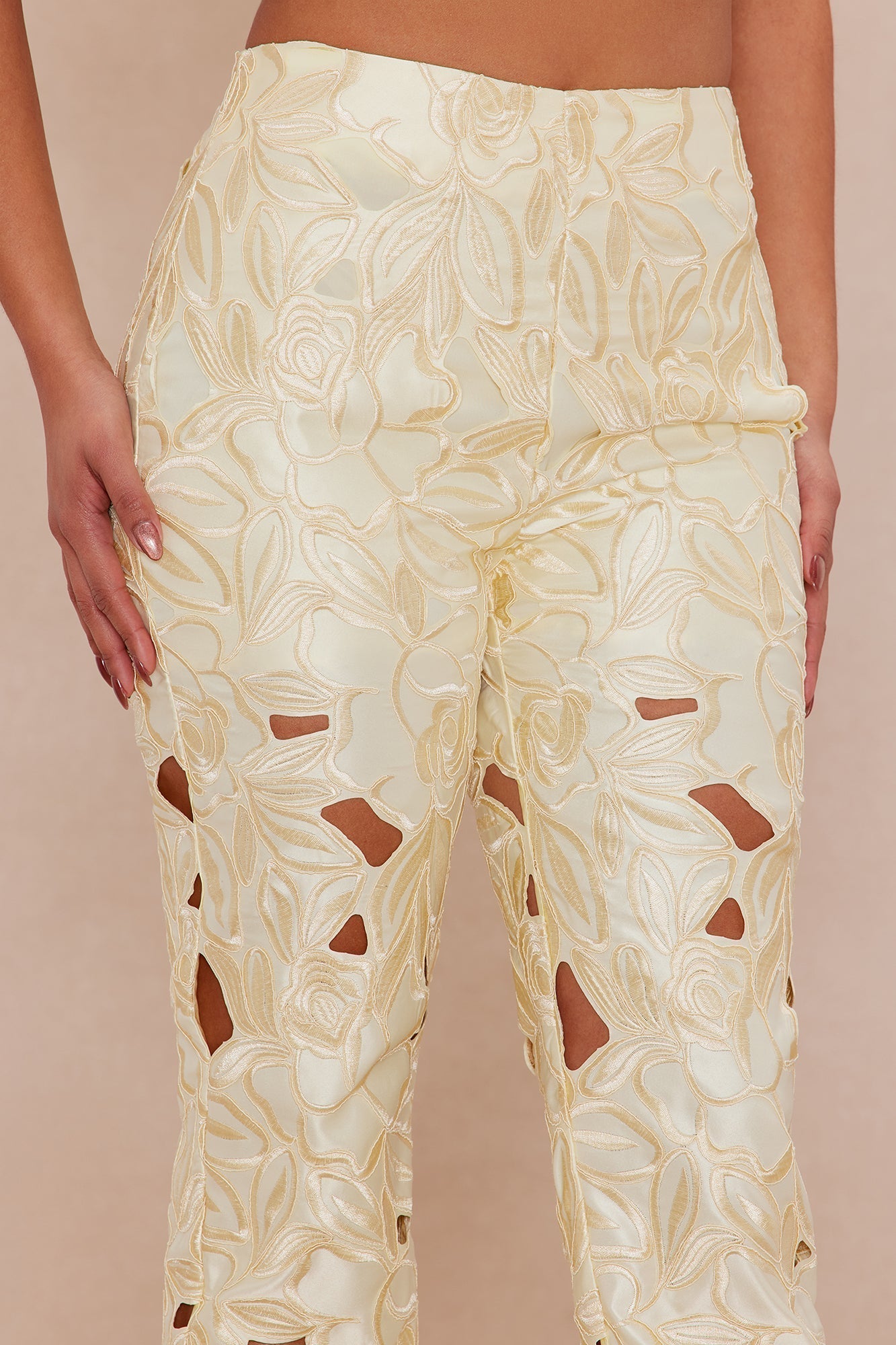 Alexandria Embroidered Pant - Yellow