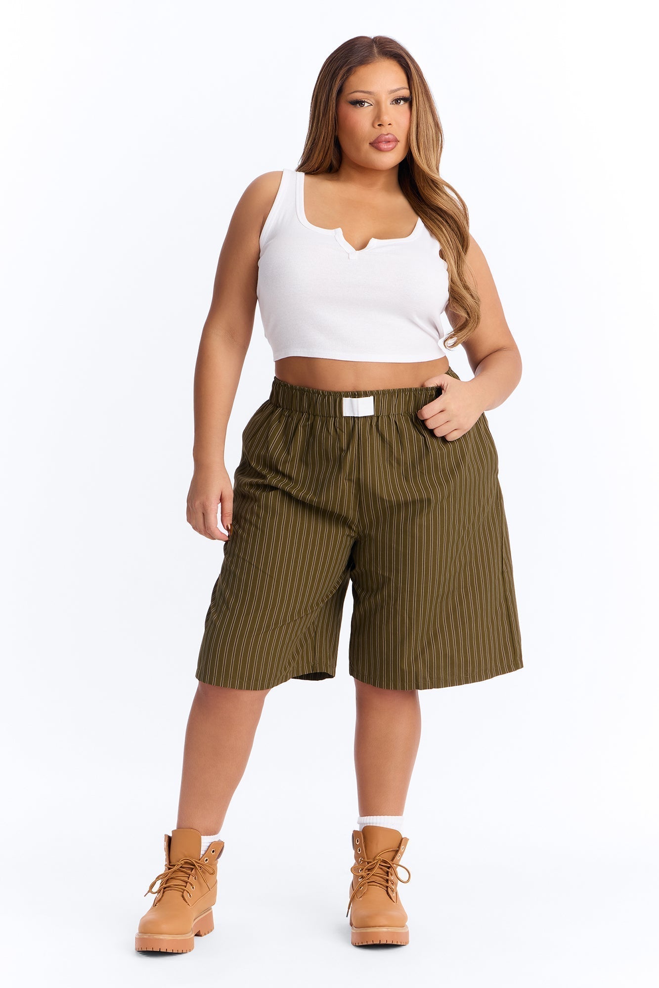 Aurora Striped Boxer Short - Olive/combo